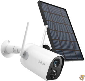 ieGeek (アイイーギーク) ワイヤレス 屋外用防犯カメラ WiFi ソーラー充電池式 IP監視 ホームカメラ 1080P 人の動きを検知 送料無料