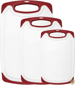 HOMWE キッチンカッティングボード 3点セット | ジュースグルーブ 握りやすいハンドル付き | BPAフリー 非多孔性 食器洗い機使用可 | 送料無料