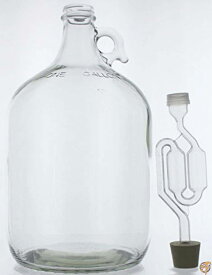 1 Gallon Glass Wine Fermenter-INCLUDES Rubber Stopper and Twin Bubble 送料無料