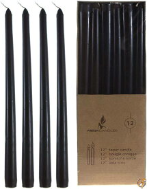 Mega Candles - Unscented 12 Taper Candles - Black, Set of 12 by Mega 送料無料