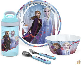 Zak Designs ディズニー アナと雪の女王 II ムービー食器セット プレート ボウル ウォーターボトル 台所用品 丈夫な素材 子供に最適