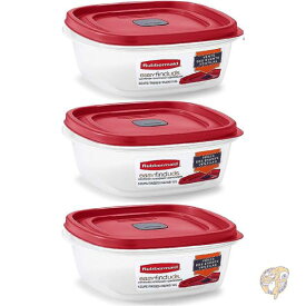 ラバーメイド イージーファインド スクエア 食品保存容器 レッド 3個セット Rubbermaid