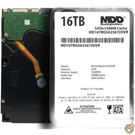 【最大1000円クーポン！スーパーセール】MDD 16TB 7200RPM 256MB キャッシュ SATA 6.0Gb/s 3.5インチ 内蔵ハードドライブ 監視ストレージ用 (MD16TGSA25672DVR)