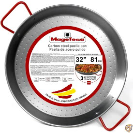 MAGEFESA&reg; カーボンパエリアパン 32インチ - 81cm 31食分 炭素鋼製 抵抗と軽さを向上させるディンプル付き 屋外での調理に最適 バレンシアパエリアを調理する