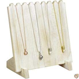 Mooca 木製厚板ネックレス ジュエリーディスプレイスタンド ネックレス8個用 収納ホルダー ウォッシュホワイト