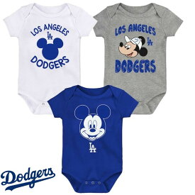 ロサンゼルスドジャース ベビー服 3パック ミッキーマウス ディズニー MLB公式 LA Los Angeles Dodgers 出産祝い 野球 メジャーリーグ ギフト