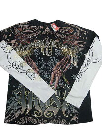 CHRISTIAN AUDIGIER¨ ラインストーンDOU SLEEVE MULTIRA ¨クリスチャンオードジェーL/S Tシャツ送料無料