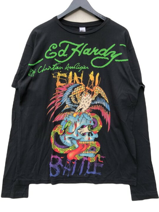 楽天市場】ED HARDYエドハーディーWORLD ダブルスリーブロンT black 