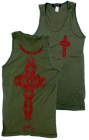 A＆G TANKTOP　クロスモチーフ[Olive]