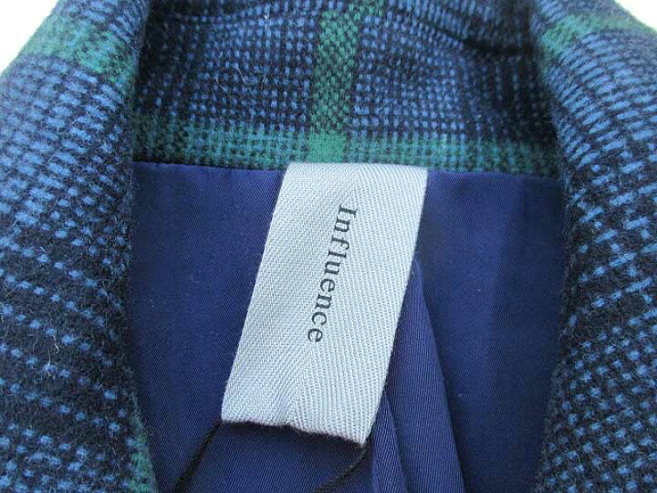 楽天市場】INFLUENCEインフルエンスチェックPコートnavy/green 
