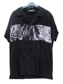 KOLLAR CLOTHINGアロハシャツ　RESORT SHIRT - BLACK PALM STRIPE