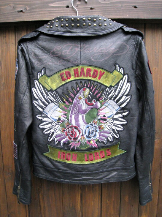 楽天市場】ED HARDY / エドハーディーレザーRIDERS LEATHER JACKET  
