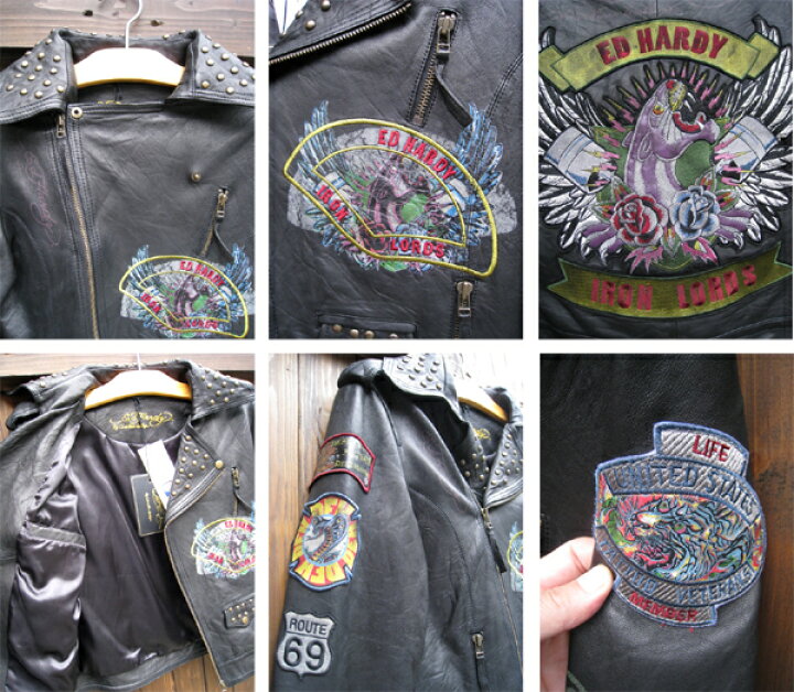 楽天市場】ED HARDY / エドハーディーレザーRIDERS LEATHER JACKET  