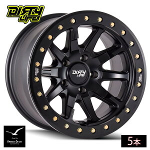 Dirty life Wheels �_�[�e�B�[���C�t �z�C�[�� DT-2 9304 | MATTE BLACK W/SIMULATED RING ( 5�{ )