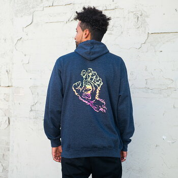 THROWDOWN HAND L/S HOODED PULLOVER SWEATSHIRT MENS NAVY HEATHER