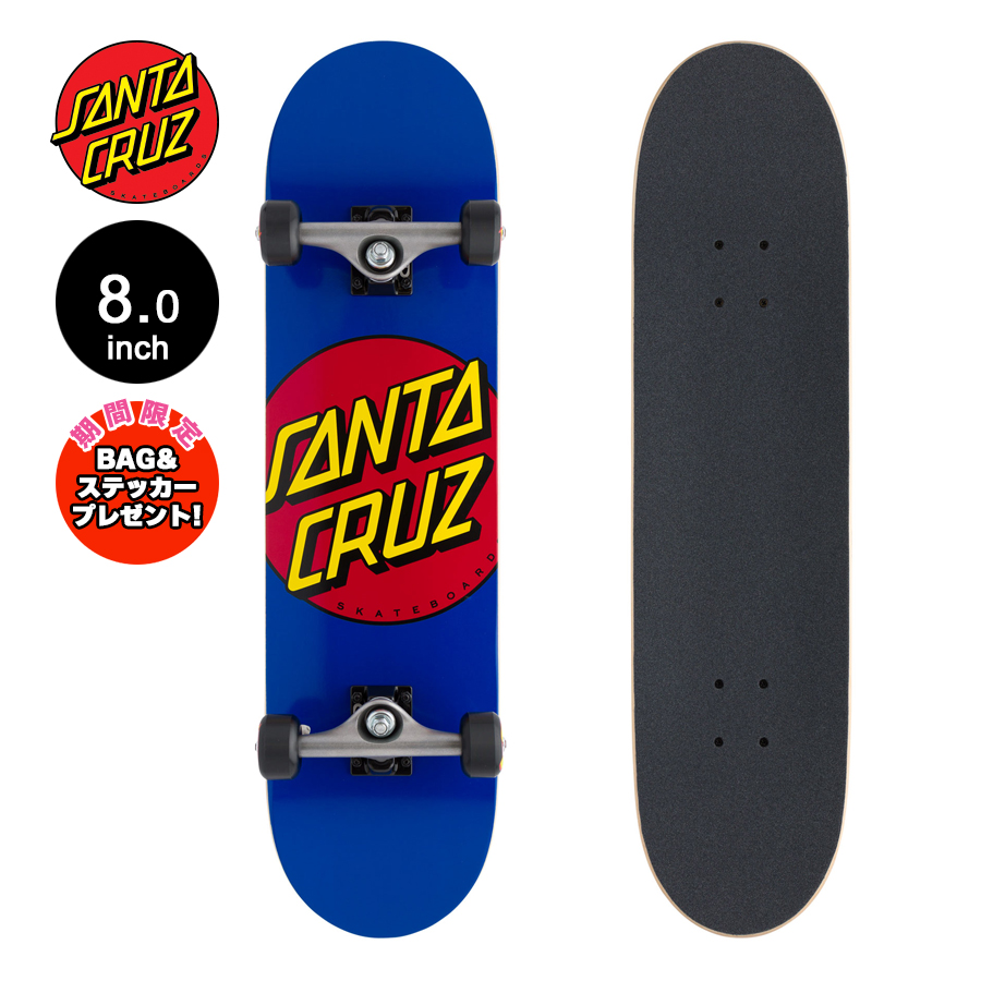 <br>SANTA CRUZ サンタクルーズ<br>8.0in x 31.25in CLASSIC DOT FULL BLUE SKATEBOARD COMPLETE<br>コンプリート (完成組立品) スケートボード エントリーモデル 初心者 おすすめ 初めて スケボー ストリート sk8 skateboard 最安値
