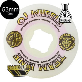 OJ WHEELS オージェイウィール53mm TEAM LINE ORIGINAL WHITE PURPLE/YELLOW HARDLINE 99A WHEELSウィール スケートボード エリート タイヤ 4個1セット(スケートボード1台分) スケボー sk8 skateboard タイヤ ローラー【2212】