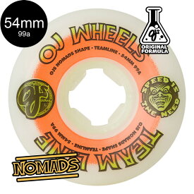 OJ WHEELS オージェイウィール54mm TEAM LINE ORIGINAL WHITE ORANGE/GREEN NOMADS 99A WHEELSハードウィール(4個セット)スケートボード スケボー sk8 skateboard タイヤ ローラー 車輪 トリック スライド グラインド【2208】