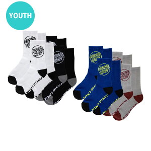 �T���^�N���[�Y SANTA CRUZOPUS STRIP 4-PACK YOUTH SOCKS�\�b�N�X 4�y�A 8������ ���[�X �L�b�Y �q���p �X�g���[�g �X�P�[�^�[ �t�@�b�V���� �X�P�[�g�{�[�h �X�P�{�[ sk8 skateboard�y26SP�z
