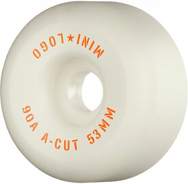 MINI LOGO ミニロゴWHEEL A-CUT "2" 53mm 90A WHITE(4pacK)ソフトウィール(4個セット)ホワイト クルージング クルーザー スケートボード スケボー sk8 skateboard タイヤ ローラー 車輪 静か 速い 高性能ウレタン使用