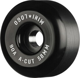 MINI LOGO ミニロゴWHEEL A-CUT "2" 53mm 90A BLACK(4pacK)ソフトウィール(4個セット)ブラック クルージング クルーザー スケートボード スケボー sk8 skateboard タイヤ ローラー 車輪 静か 速い 高性能ウレタン使用