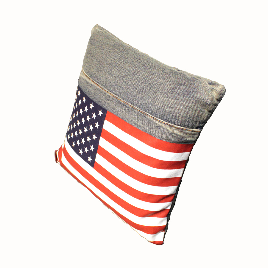 クッション クッションカバー ビンテージ お気に入り デニム オシャレ アメリカン雑貨 インテリア 国旗 Pr8 かわいい 可愛い アメリカ雑貨 アメリカ国旗 アメリカ