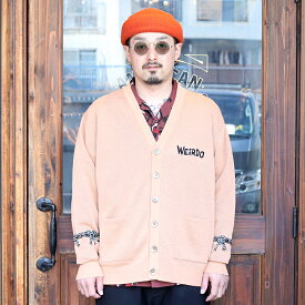 WEIRDO ウィアード / 「VOODOO HEAD - CARDIGAN / PINK」ダブルジャガードカーディガン / MEN'S メンズ / セーター / カーディガン / ジャガード / ニット / 長袖 / ウール / コットン / 麻 / ジャガード / カジュアル / アメカジ / ストリート