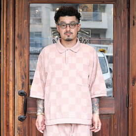 WEIRDO ウィアード / 「CHECKER - H/S PILE POLO SHIRTS / PINK」チェッカー柄パイル生地H/Sポロシャツ / MEN'S メンズ / ポロシャツ / カットソー / チェッカー柄 / カットソー / 織り / 半袖 / カジュアル / アメカジ / セットアップ