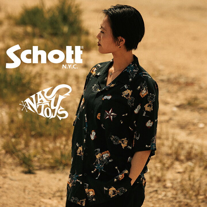 楽天市場】【限定】Schott×NASTOYS /「HAWAIIAN S/S SHIRT / BLACK 
