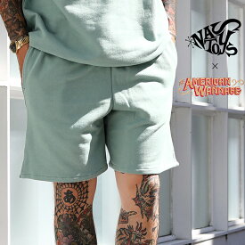 【限定】NASTOYS×AMERICAN WANNABE / 「SWEAT EAZY SHORT PANTS / SOMKE GREEN」スウエットショートパンツ / MEN'S メンズ / ショーツ / コットン / イージーパンツ / 裏毛スウエット / セットアップ / 無地 / カジュアル / アメカジ / 別注 / 限定