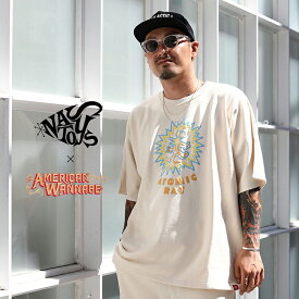 【限定】NASTOYS×AMERICAN WANNABE「OVER SWEAT Limited ATOMIC RAT / IVORY」ハーフスリーブスウエット / MEN'S メンズ / クルーネック / カットソー / Tシャツ / ハーフスリーブ / 5分袖 / セットアップ / アメカジ / 別注