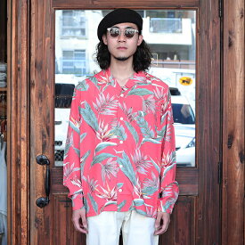 TROPHY CLOTHING トロフィークロージング / 「Duke Hawaiian L/S Shirt / RED」ハワイアンL/Sシャツ / TR24SS-405 / MEN'S メンズ / シャツ / 長袖 / レーヨン / 開襟 / オープンカラー / 総柄 / アロハ / カジュアル / アメカジ / ストリート