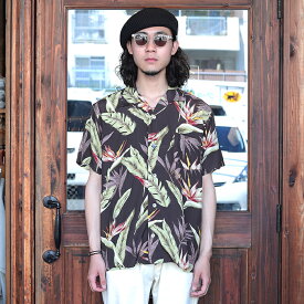 TROPHY CLOTHING トロフィークロージング / 「Duke Hawaiian S/S Shirt / BROWN」ハワイアンS/Sシャツ / TR24SS-405 / MEN'S メンズ / シャツ / 半袖 / レーヨン / 開襟 / オープンカラー / 総柄 / アロハ / カジュアル / アメカジ / ストリート