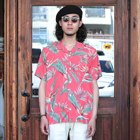 TROPHY CLOTHING トロフィークロージング / 「Duke Hawaiian S/S Shirt / RED」ハワイアンS/Sシャツ / TR24SS-407 / MEN'S メンズ / シャツ / 半袖 / レーヨン / 開襟 / オープンカラー / 総柄 / アロハ / カジュアル / アメカジ / ストリート