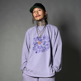 NASTOYS ナストイズ / 「LONG SLEEVE OVER SWEAT / PURPLE」クルースウェット / MEN'S メンズ / トレーナー / クルーネック / プリント / 長袖 / ラグランスリーブ / カジュアル / アメカジ