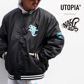 【限定】UTOPIA×NASTOYS「NASTOPIA 3RD LOGO SD JACKET / BLACK」スタジアムジャケット / MEN'S メンズ / ジャケット / アウター / ナイロン / カジュアル / ストリート / アメカジ / 限定