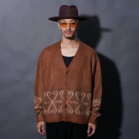 GANGSTERVILLE ギャングスタービル / 「VENICE HEART - CARDIGAN / BROWN」オリジナルヂャガードニットカーディガン GSV5308 MEN'S メンズ ニット セーター メンズカーディガン カジュアル アメカジ