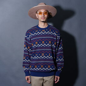 WEIRDO ウィアード / 「LOOK INVADING - L/S SWEATER / NAVY」コットンヂャガードL/Sニット / WRD5310 / MEN'S メンズ / セーター / 長袖 / カットソー / カジュアル / アメカジ