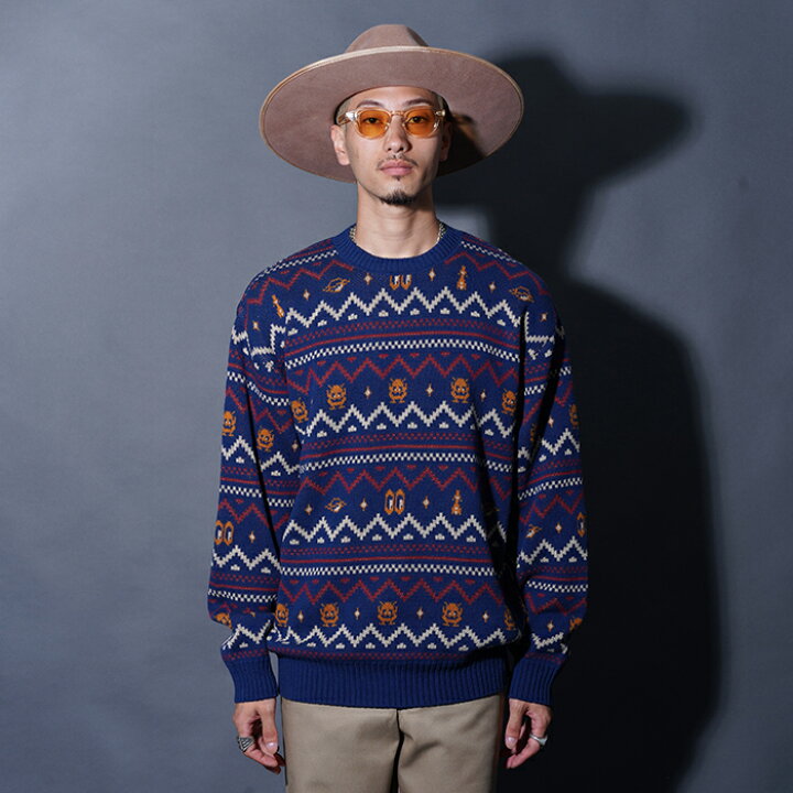 楽天市場】WEIRDO ウィアード / 「LOOK INVADING - L/S SWEATER / NAVY 