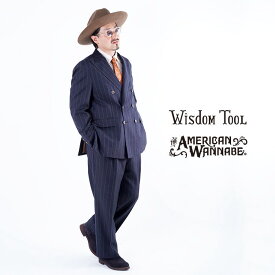 Wisdom Tool×AMERICAN WANNABE「DOUBLE BREASTED SUIT / NAVY STRIPE」ダブルブレステッドスーツ MEN'S メンズ セットアップスーツ カジュアルスーツ ツータックパンツ スーツセット ブランドスーツ