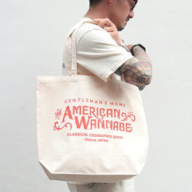 AMERICAN WANNABE アメリカンワナビー / 「Signboard Logo Bag / NATURAL」トートバッグ / AWA-240101 / 鞄 / トートバッグ / バッグ / キャンバス生地 / ロゴデザイン / 男女兼用 / 小物 / アクセサリー