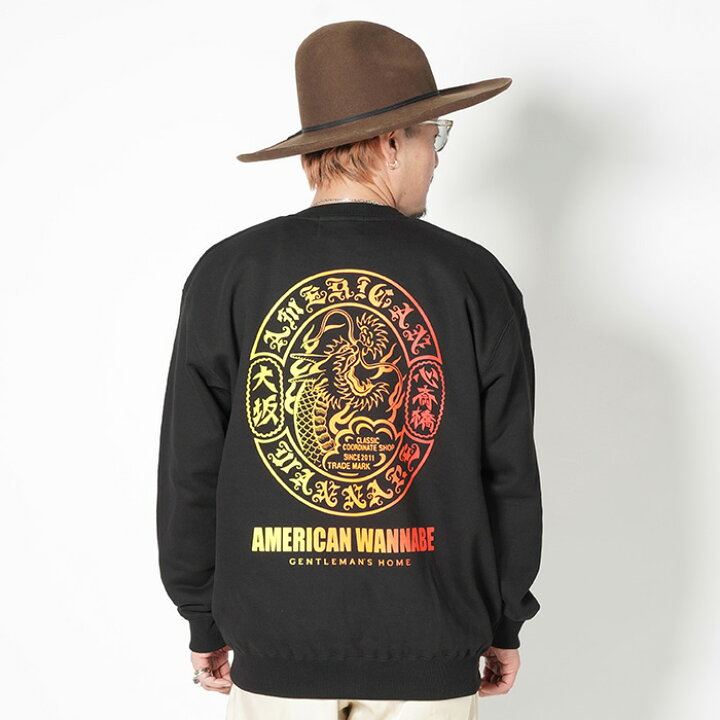 楽天市場】AMERICAN WANNABE アメリカンワナビー / 「DRAGON Logo CREW 