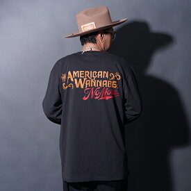 AMERICAN WANNABE/アメリカンワナビー /「NO MORE Logo L/S TEE / BLACK」プリントL/S Tシャツ / MEN'S メンズ / オリジナル / アメリカンワナビー / Tシャツ / 長袖 / シンプル / プリント / ストリート / カジュアル / アメカジ
