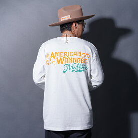 AMERICAN WANNABE/アメリカンワナビー /「NO MORE Logo L/S TEE / WHITE」プリントL/S Tシャツ / MEN'S メンズ / オリジナル / アメリカンワナビー / Tシャツ / 長袖 / シンプル / プリント / ストリート / カジュアル / アメカジ