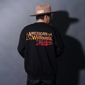AMERICAN WANNABE/アメリカンワナビー /「NO MORE Logo Crew Sweat / BLACK」クルーネックスウェット / MEN'S メンズ / オリジナル / アメリカンワナビー / トレーナー / 長袖 / シンプル / プリント / ストリート / カジュアル / アメカジ