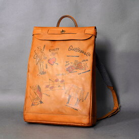 VASCO×GLAD HAND / 「LEATHER VOYAGE 2WAY RUCKSACK "GLAD POSTALS" / BROWN」 本牛革リュックサック / MEN'S メンズ / 革鞄 / リュック / 本革 / 牛革 / コラボレーション / カジュアル / アメカジ
