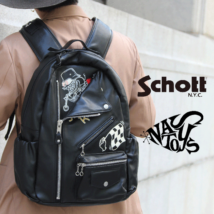 ONEMAD ✖️ Schott ペイント　ミニライダースバッグ　黒 MINI RIDERS TOTE BAG/ミニ ライダース トートバッグ | Schott