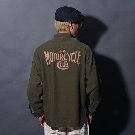 OLD CROW オールドクロー「L.A. MOTORCYCLE CLUB - L/S SHIRTS / KHAKI」ワークL/SシャツOC5309 MEN'S メンズ シャツ コットンリネンウールネル 長袖