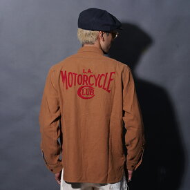 OLD CROW オールドクロー「L.A. MOTORCYCLE CLUB - L/S SHIRTS / BROWN」ワークL/SシャツOC5309 MEN'S メンズ シャツ コットンリネンウールネル 長袖