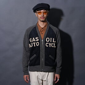 OLD CROW オールドクロー「GASOIL AUTOCYCLE - ZIPPERED SWEATER / BLACK」ジップアップセーター OC5311 MEN'S メンズ ニット セーター カーディガン ジップアップ